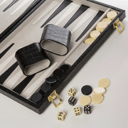 New School Backgammon Set (Black Crocodile)