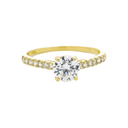 14K Yellow Gold Cubic Zirona Engagement Ring