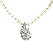 14K White Gold Akoya Pearl & Diamond Estate Necklace