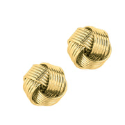 14K Yellow Gold Large Textured Love Knot Stud Earrings