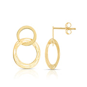 14K Yellow Gold Drop Circle Cutout Earrings