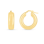 14K Yellow Gold Medium Puffy Hoop Earrings