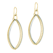 14K Two-Tone Gold Polished & Diamond Cut Triple Dangle Earrings