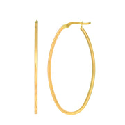14K Yellow Gold Large Oval Hoop Earrings