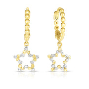 14K Two-Tone Gold Beaded Dangle Star Drop Earrings