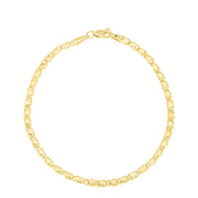 14K Yellow Gold 3mm Heart Chain Anklet