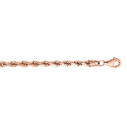 14K Rose Gold 4mm Diamond Cut Royal Rope Chain Bracelet