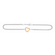14K Yellow Gold & Sterling Silver Heart Anklet