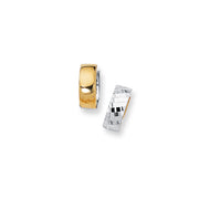 14K Two-Tone Gold Reversible Round Diamond Cut Huggie Earrings