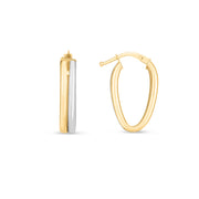 14K Two-Tone Gold Double Oval Hoop Earrings