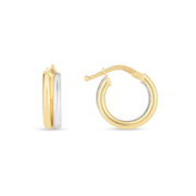 14K Two-Tone Gold Double Round Small Hoop Earrings