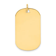 14K Yellow Gold Large Polished Engraveable Dog Tag Charm