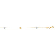 14K Two-Tone Gold Diamond Cut Heart Anklet