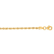 10K Yellow Gold 2.5mm Solid Diamond Cut Royal Rope Chain Anklet