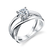 Sylvie Modern Criss Cross Solitaire Diamond Engagement Ring Setting