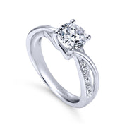 Alessia 14K White Gold Round Bypass Diamond Engagement Ring