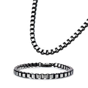 Steel Black Plated 5.5mm Round Box Chain Necklace