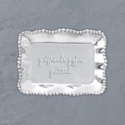 Organic Pearl Rectangular Engraved Tray with "Girlfriends, Giggles, Gratitude"