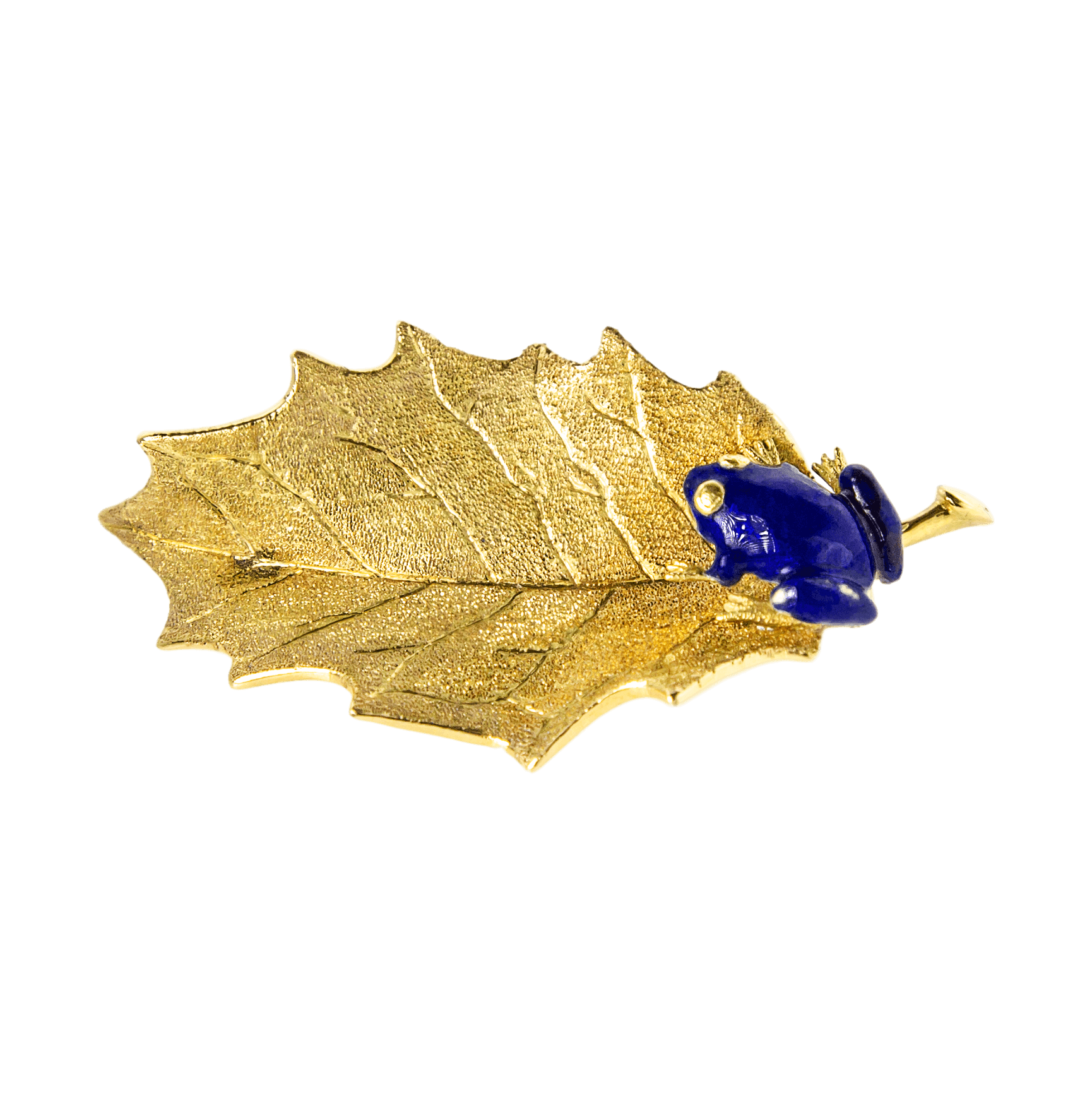 14K Yellow Gold Leaf & Blue Enamel Frog Pin – Carroll's