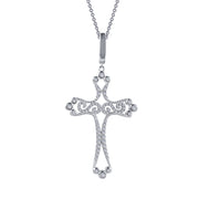 Sterling Silver Scroll Cross Pendant Necklace