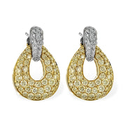 14K Two-Tone-Gold & Yellow Diamond Door Knocker Earrings