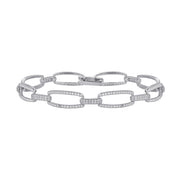 Sterling Silver Elegant Halo Link Bracelet