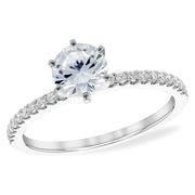 Thin 14K White Gold Shared Prong Diamond Semi-Mount Engagement Ring