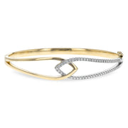 14K Two-Tone Gold Diamond & Link Bangle Bracelet