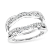 14K White Gold Curved Diamond Engagement Ring Guard