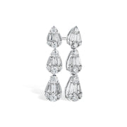 14K White Gold Triple Teardrop Diamond Earrings