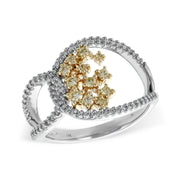 14K Two-Tone Gold Diamond Loops & Scattered Stars Ring