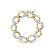 14K Two-Tone Gold Double Twisted Diamond Circle Pendant