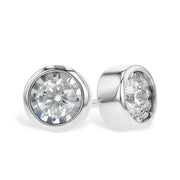 14K White Gold Diamond Solitaire Bubble Earrings