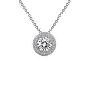Sterling Silver 1.54 Carat Halo Pendant Necklace