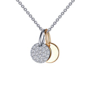 Sterling Silver Disc Shadow Charm Pendant Necklace