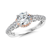 14K Two-Tone Gold Halo-Illusion Diamond Engagement Ring