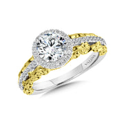 14K Two-Tone Gold Layered Halo Engagement Ring