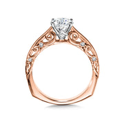 14K Rose Gold Decorative Solitaire Engagement Ring