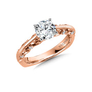 14K Rose Gold Decorative Solitaire Engagement Ring
