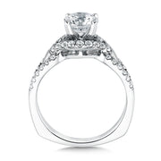 14K White Gold Diamond Link Halo Engagement Ring