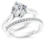 14K White Gold Solitaire Diamond Accent Engagement Ring