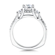 14K White Gold Three Stone Diamond Engagement Ring