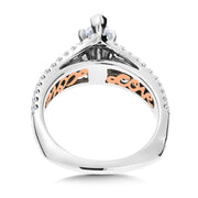 14K Two-Tone Gold Diamond & Blue Sapphire Engagement Ring