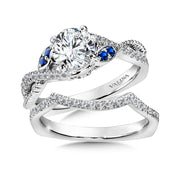 Diamond & Blue Sapphire Engagement Ring