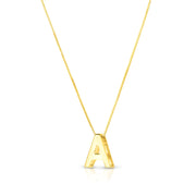 14K Yellow Gold Block Letter Initial A Necklace