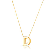 14K Yellow Gold Block Letter Initial D Necklace