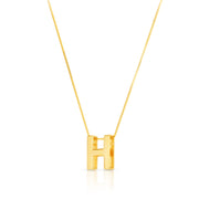 14K Yellow Gold Block Letter Initial H Necklace