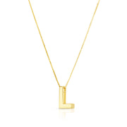 14K Yellow Gold Block Letter Initial L Necklace