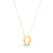 14K Yellow Gold Block Letter Initial O Necklace