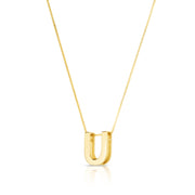 14K Yellow Gold Block Letter Initial U Necklace
